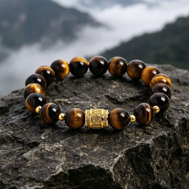 Buddha Stones タイガーアイ・ブラックオブシディアン勇気のビーズブレスレット - タイガーアイ（自信♥集中力） - image 0