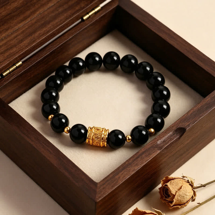 Buddha Stones タイガーアイ・ブラックオブシディアン勇気のビーズブレスレット - image 13