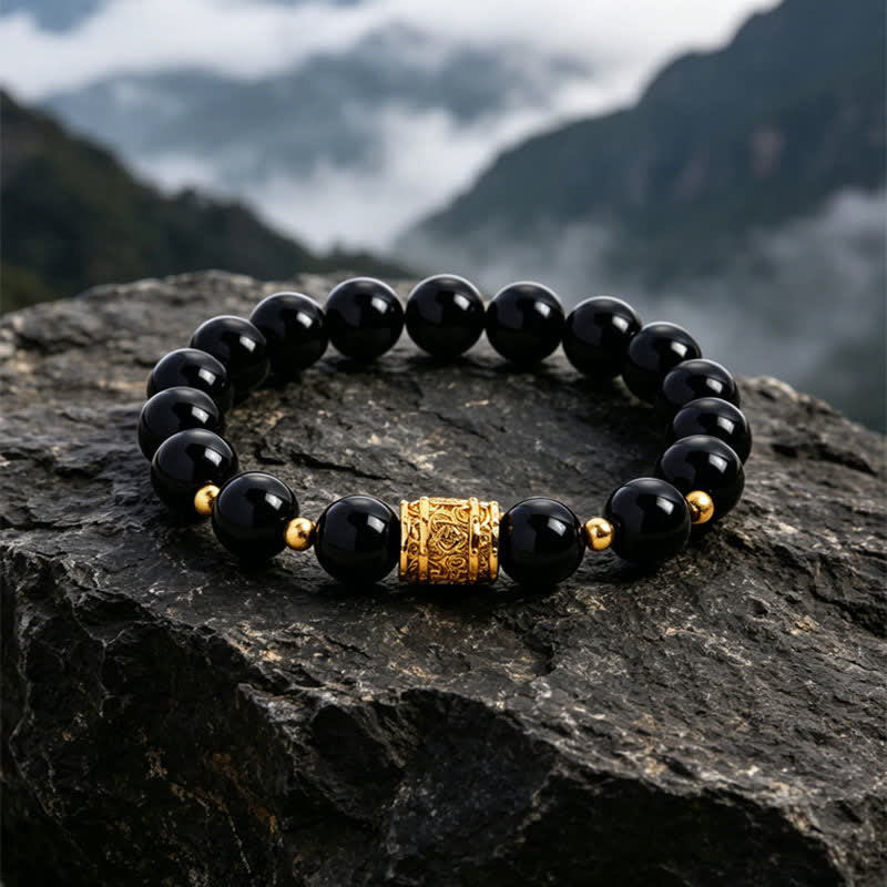 Buddha Stones タイガーアイ・ブラックオブシディアン勇気のビーズブレスレット - 黒曜石（保護♥グラウンディング） - image 11