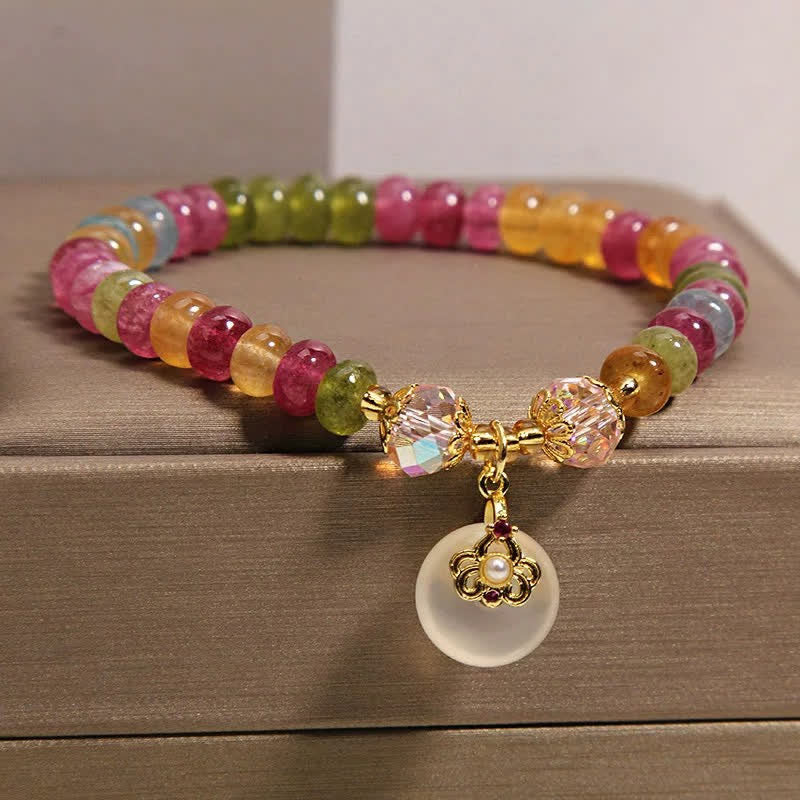 Buddha Stones 天然マルチカラートルマリンカルセドニー知恵のブレスレット - image 2