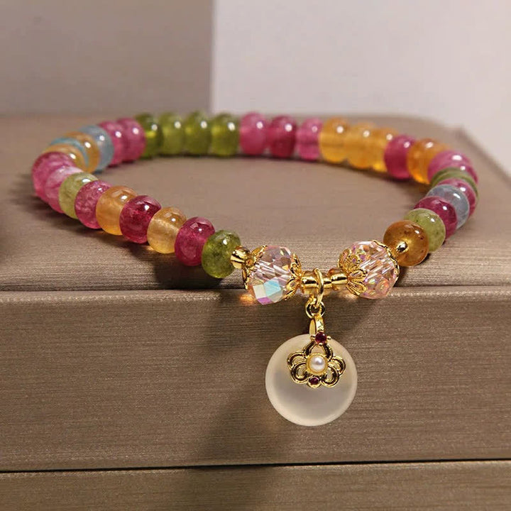Buddha Stones 天然マルチカラートルマリンカルセドニー知恵のブレスレット - image 2