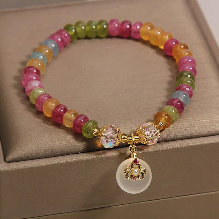 Buddha Stones 天然マルチカラートルマリンカルセドニー知恵のブレスレット - image 3