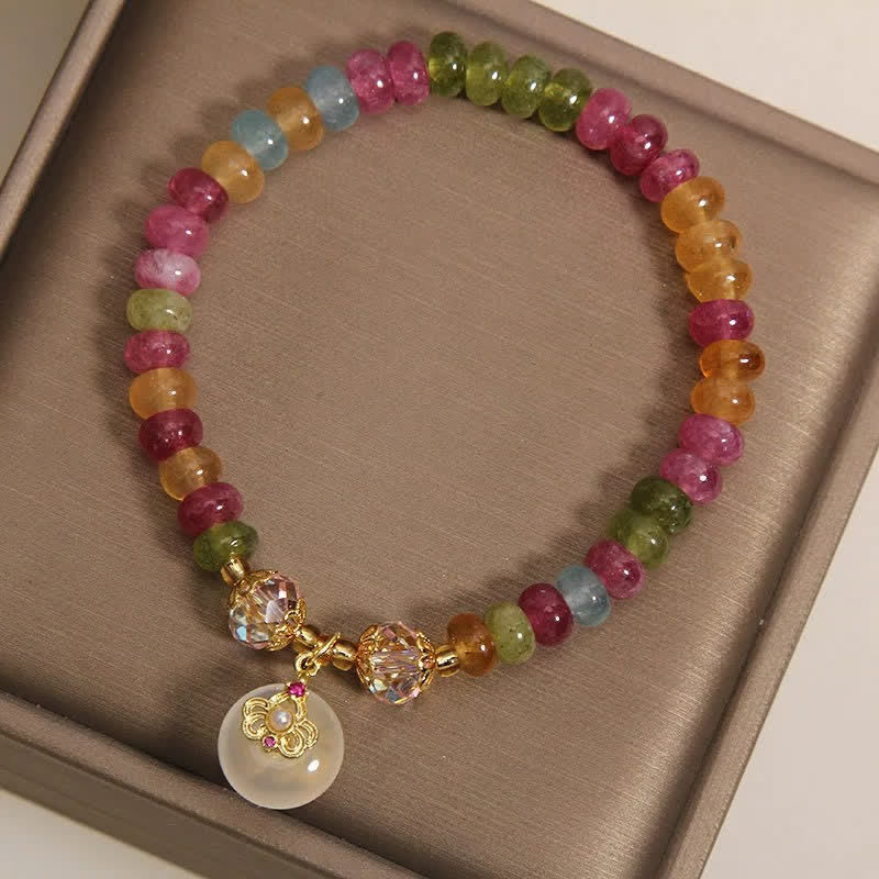 Buddha Stones 天然マルチカラートルマリンカルセドニー知恵のブレスレット - image 7