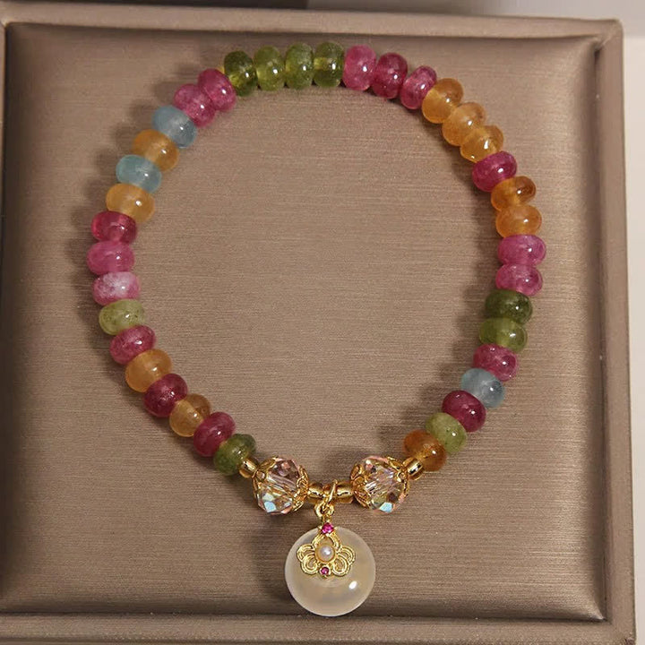 Buddha Stones 天然マルチカラートルマリンカルセドニー知恵のブレスレット - image 4