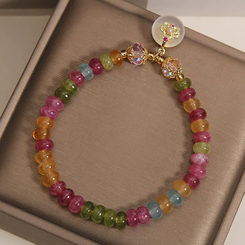 Buddha Stones 天然マルチカラートルマリンカルセドニー知恵のブレスレット - image 8