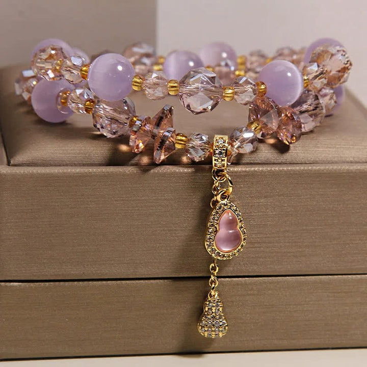 Buddha Stones キャッツアイひょうたんペンダント付き二重ビーズブレスレット - image 11