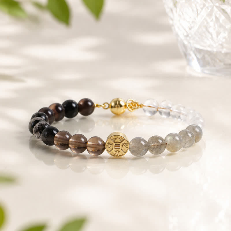 Buddha Stones タイガーアイ天然石 福の文字銅貨幸せブレスレット - image 10