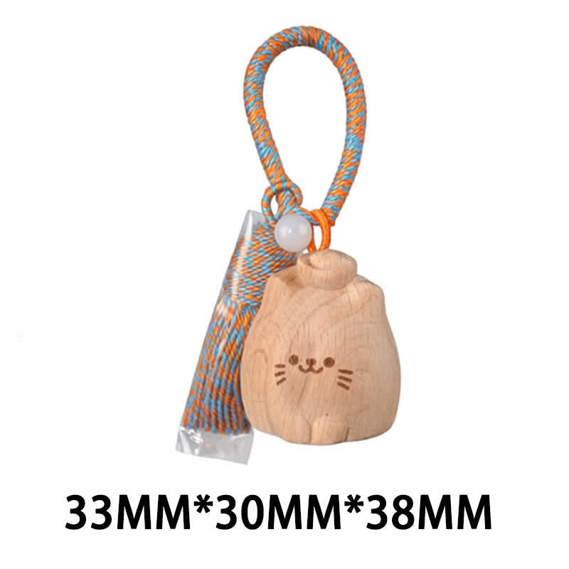 Buddha Stones 手彫りのライトウッド製招き猫タッセル付きグラウンディングキーホルダー - ブルーインゴットキャット - image 32