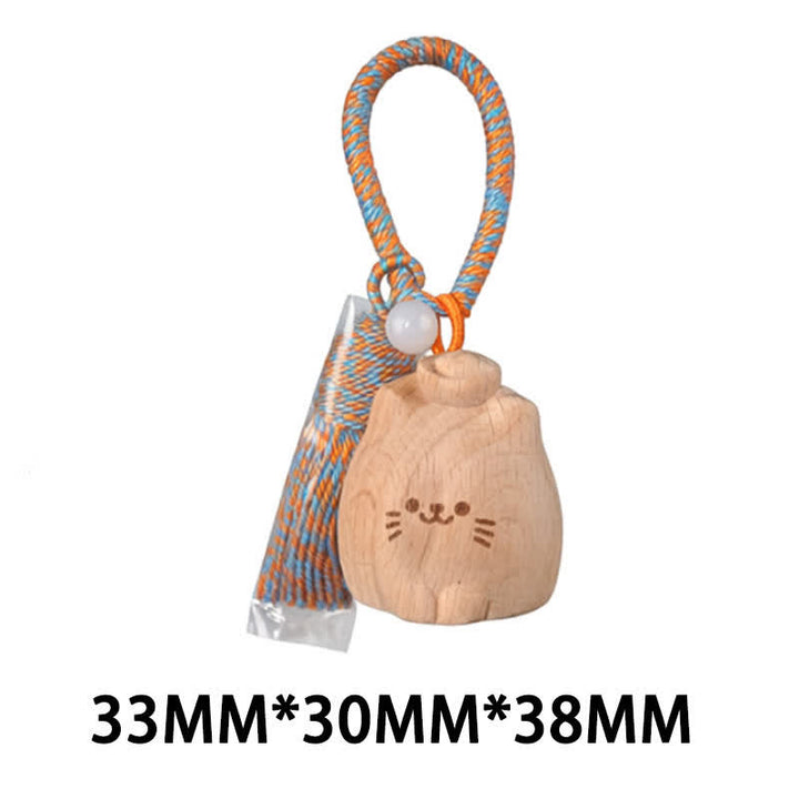 Buddha Stones 手彫りのライトウッド製招き猫タッセル付きグラウンディングキーホルダー - ブルーインゴットキャット - image 32