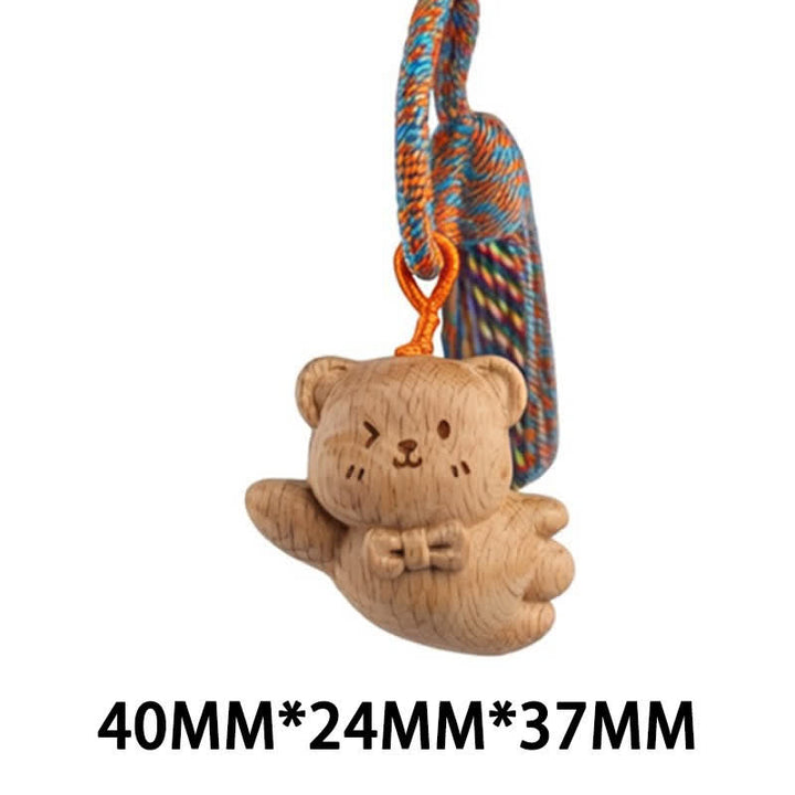 Buddha Stones 手彫りのライトウッド製招き猫タッセル付きグラウンディングキーホルダー - ブルーベア - image 33