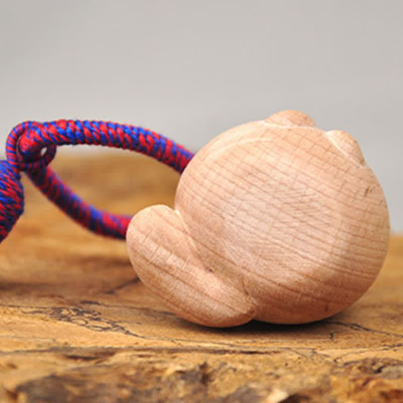 Buddha Stones 手彫りのライトウッド製招き猫タッセル付きグラウンディングキーホルダー - image 8