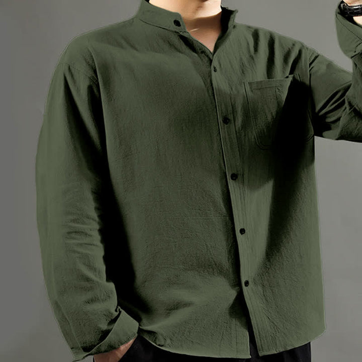 Buddha Stonesメンズ長袖シャツ（ポケット付き、スタンドカラー、快適シャツ） - image 4