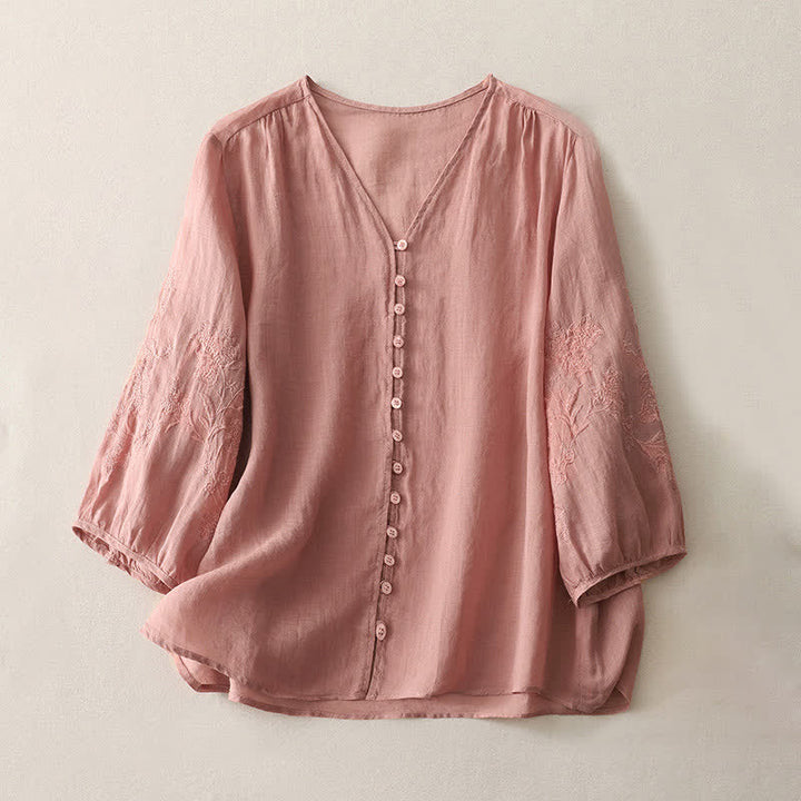 Buddha Stones刺繍入りボタンダウンレディースシャツ - ライトサーモン - US8-10，UK/AU12-14，EU40-42 (2XL) - image 21