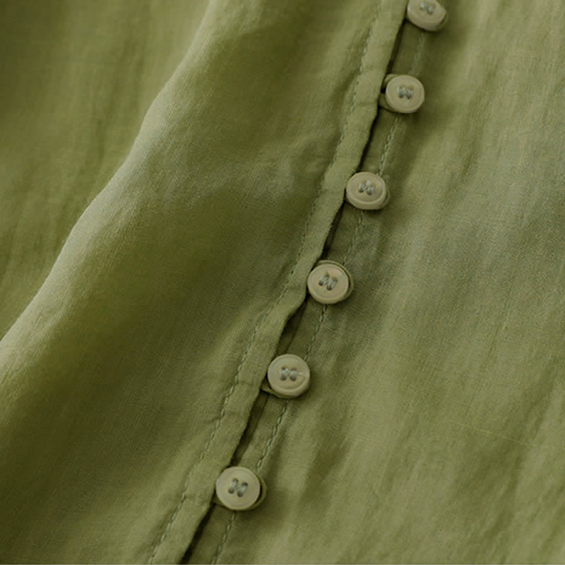 Buddha Stones刺繍入りボタンダウンレディースシャツ - image 2