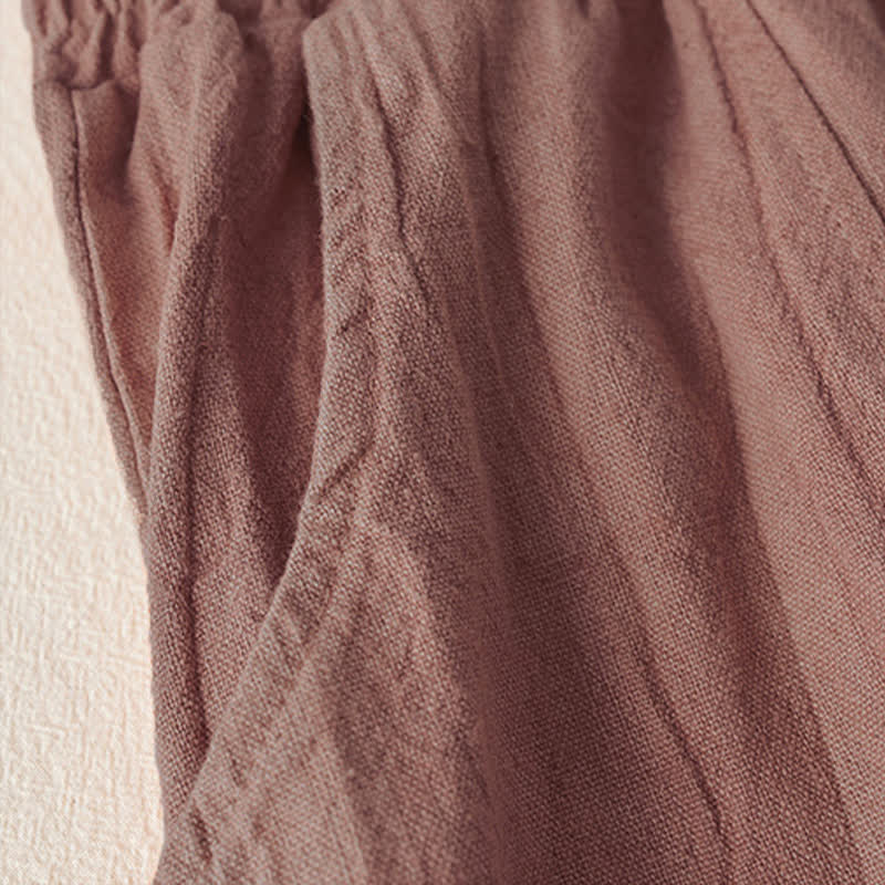 Buddha Stonesカジュアル ルーズ ストレートレッグ 7-8丈 クロップドパンツ レディース ハーレムパンツ ポケット付き - image 3