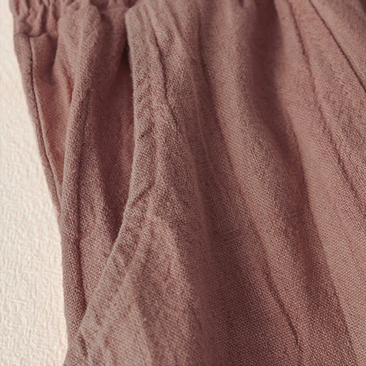 Buddha Stonesカジュアル ルーズ ストレートレッグ 7-8丈 クロップドパンツ レディース ハーレムパンツ ポケット付き - image 3