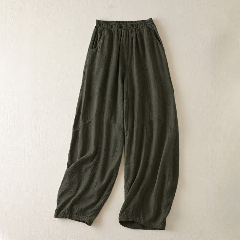 Buddha Stonesカジュアル ルーズ ストレートレッグ 7-8丈 クロップドパンツ レディース ハーレムパンツ ポケット付き - ダークシーグリーン - US8-10，UK/AU12-14，EU40-42 (2XL) - image 9