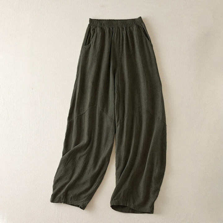 Buddha Stonesカジュアル ルーズ ストレートレッグ 7-8丈 クロップドパンツ レディース ハーレムパンツ ポケット付き - ダークシーグリーン - US8-10，UK/AU12-14，EU40-42 (2XL) - image 9