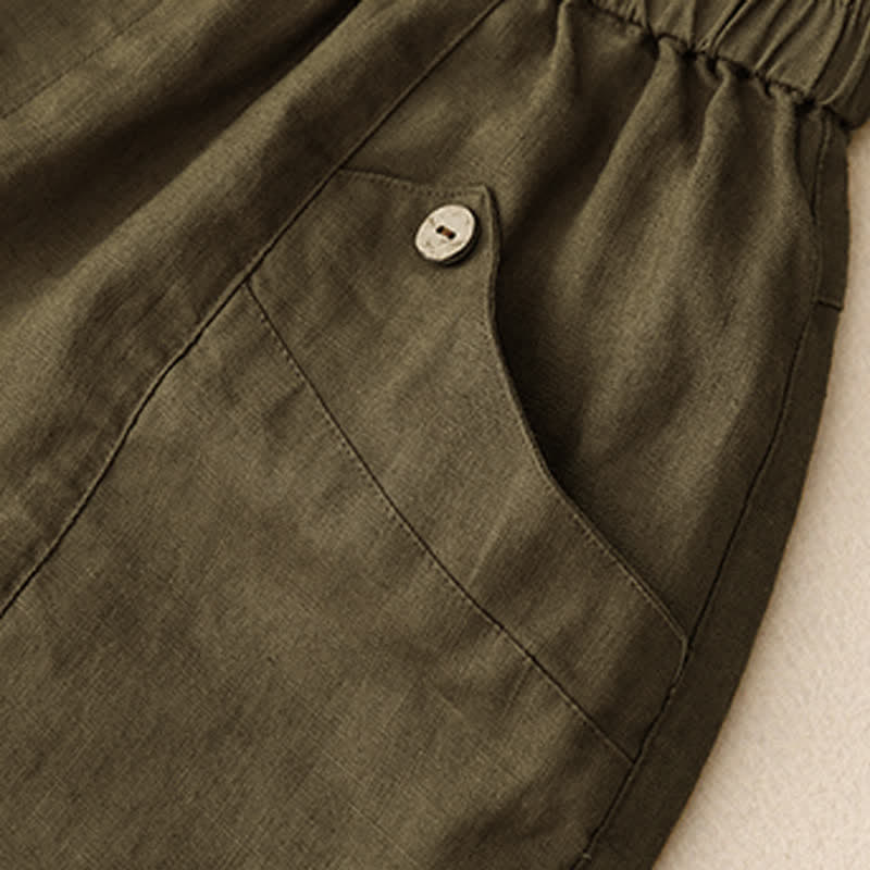 Buddha Stones夏用カジュアルボタン付き無地レディースショートパンツ（ポケット付き） - image 17