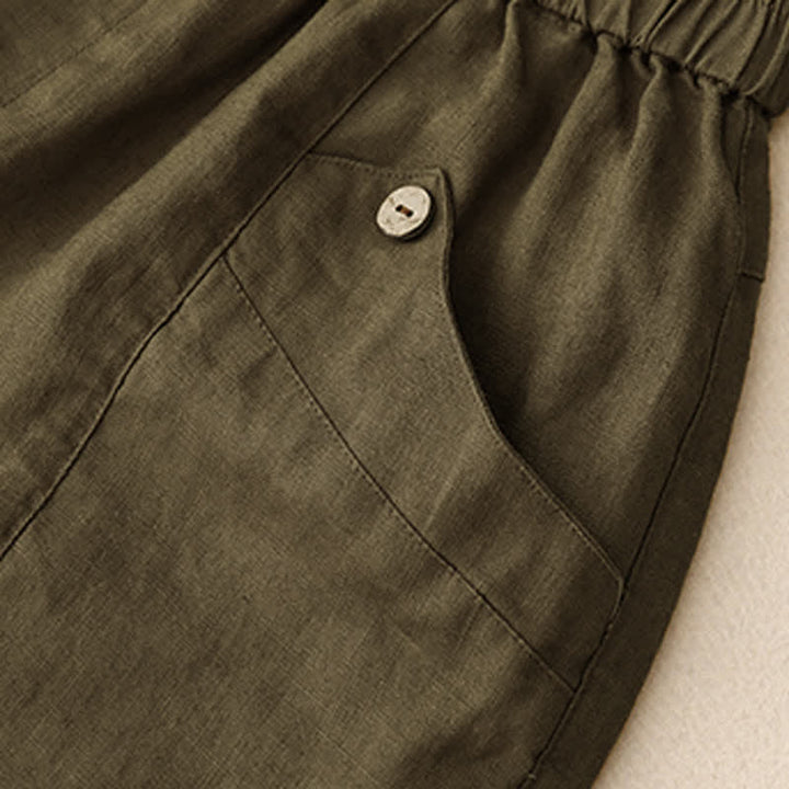 Buddha Stones夏用カジュアルボタン付き無地レディースショートパンツ（ポケット付き） - image 17