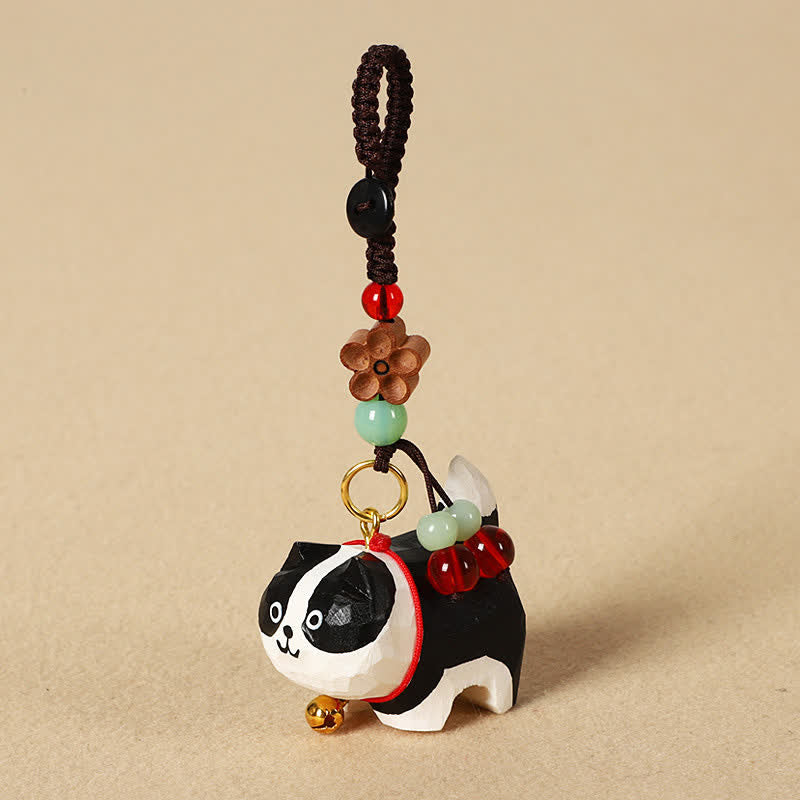 Buddha Stones 木彫りの犬オーム・マニ・パドメ・フム平和キーホルダー - ボーダーコリー - image 13