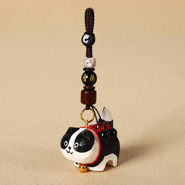 Buddha Stones 木彫りの犬オーム・マニ・パドメ・フム平和キーホルダー - オーム・マニ・パドメ・フムボーダー コリー - image 12