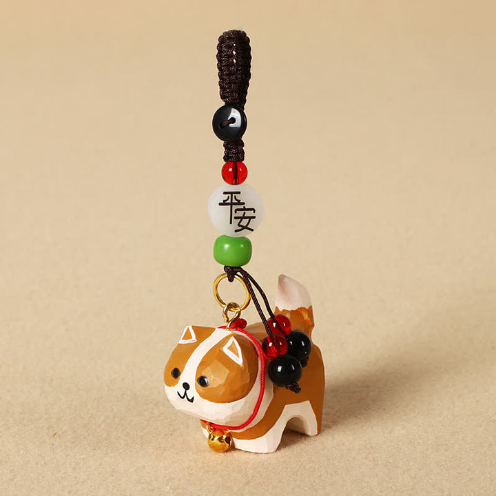 Buddha Stones 木彫りの犬オーム・マニ・パドメ・フム平和キーホルダー - 平和な秋田犬 - image 11