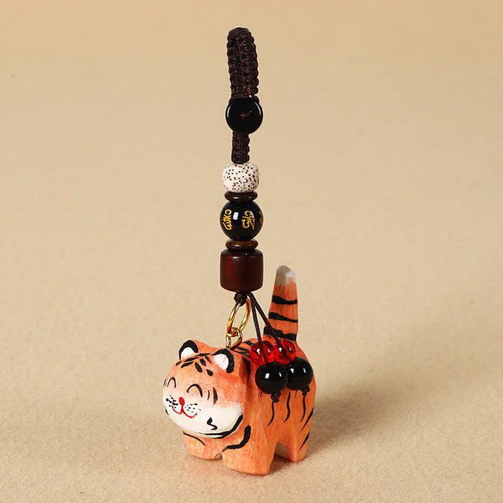 Buddha Stones 木彫りの虎オーム・マニ・パドメ・フムフォーカス キーホルダー - オーム・マニ・パドメ・フム・タイガー - image 3