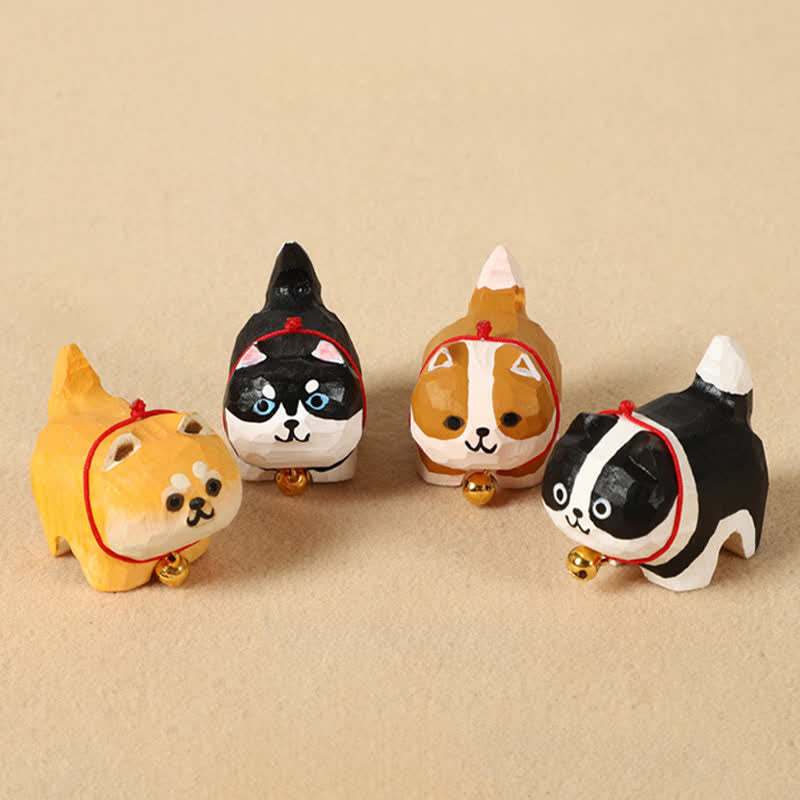 Buddha Stones 手彫りの天然木製かわいい犬のキーホルダー、かわいい動物の装飾 - image 0