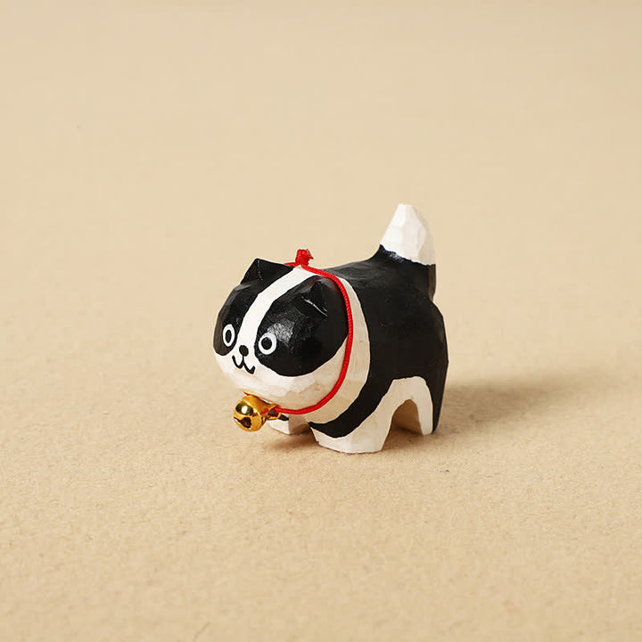 Buddha Stones 手彫りの天然木製かわいい犬のキーホルダー、かわいい動物の装飾 - ボーダーコリー - image 6