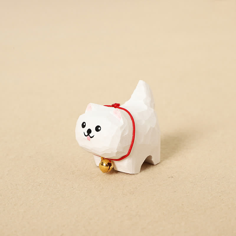 Buddha Stones 手彫りの天然木製かわいい犬のキーホルダー、かわいい動物の装飾 - サモエド - image 3