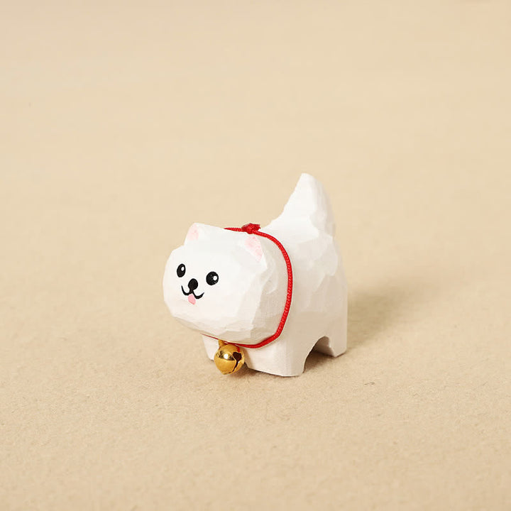 Buddha Stones 手彫りの天然木製かわいい犬のキーホルダー、かわいい動物の装飾 - サモエド - image 3