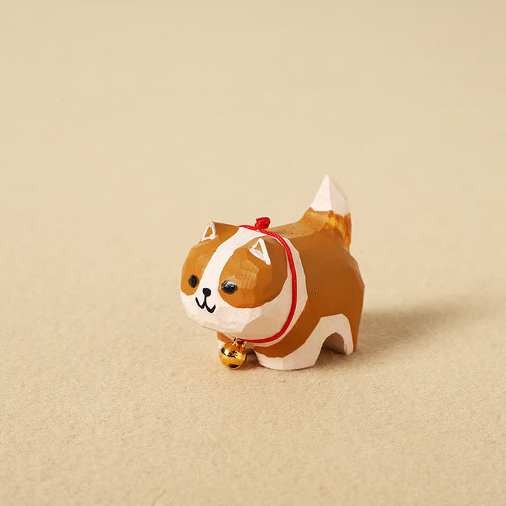 Buddha Stones 手彫りの天然木製かわいい犬のキーホルダー、かわいい動物の装飾 - 秋田 - image 4