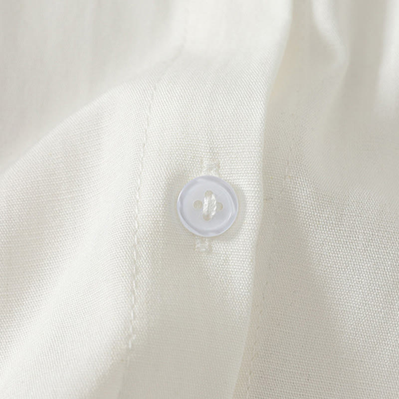 Buddha Stones 夏物カジュアルミニマリストボタンアップ無地レディース半袖シャツ - image 9