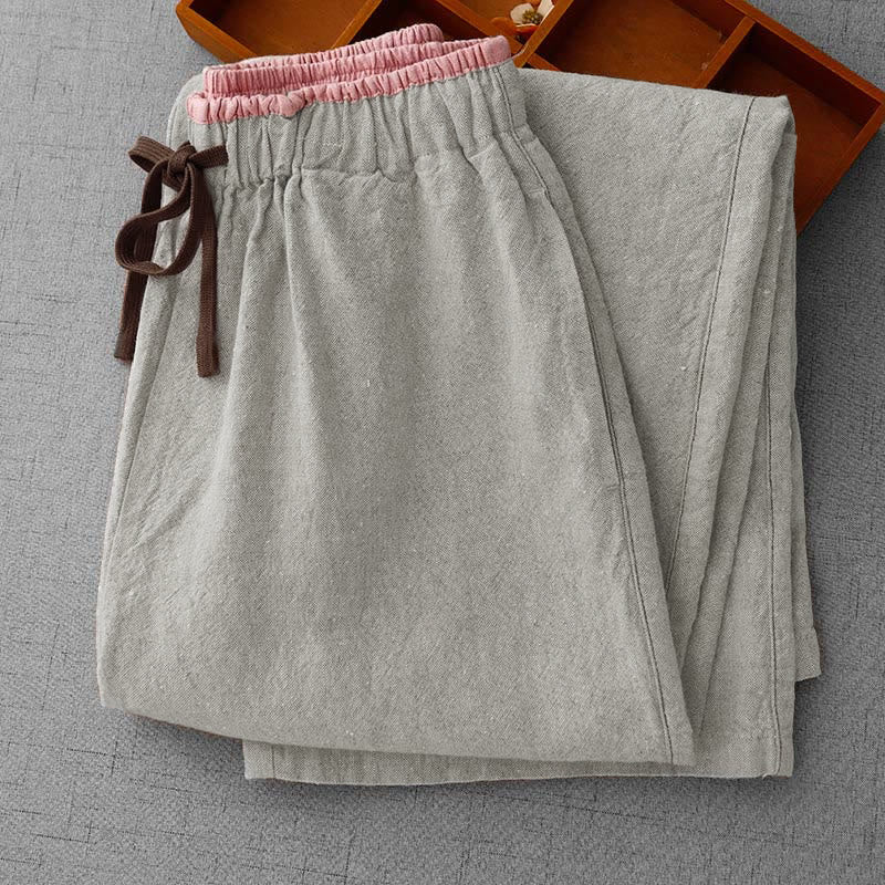 Buddha Stonesカジュアル デイリー ドローストリング シンプルデザイン レディースパンツ ポケット付き - image 3