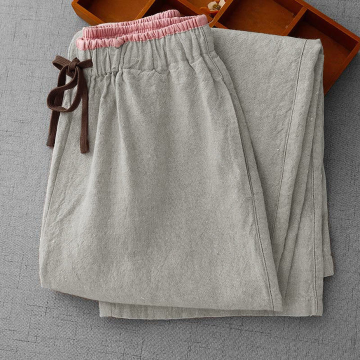 Buddha Stonesカジュアル デイリー ドローストリング シンプルデザイン レディースパンツ ポケット付き - image 3