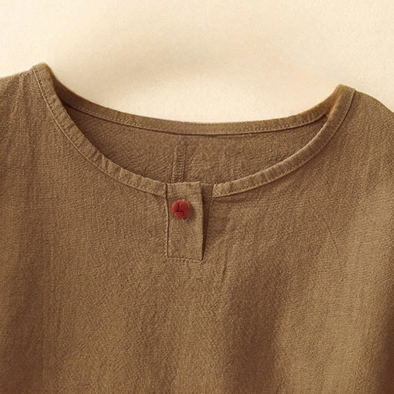 Buddha Stonesカジュアル 無地 レディース クルーネック ゆったり半袖Tシャツ - image 14
