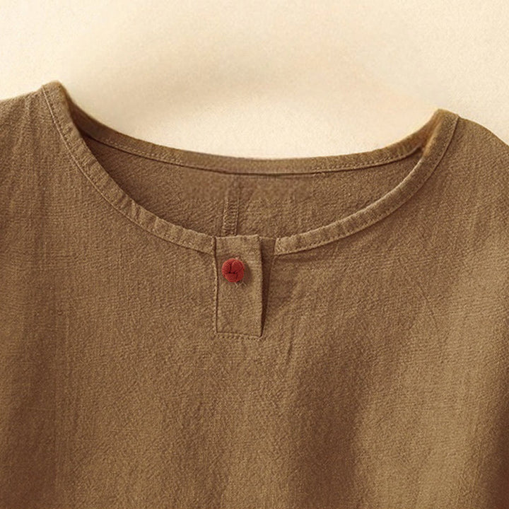 Buddha Stonesカジュアル 無地 レディース クルーネック ゆったり半袖Tシャツ - image 14