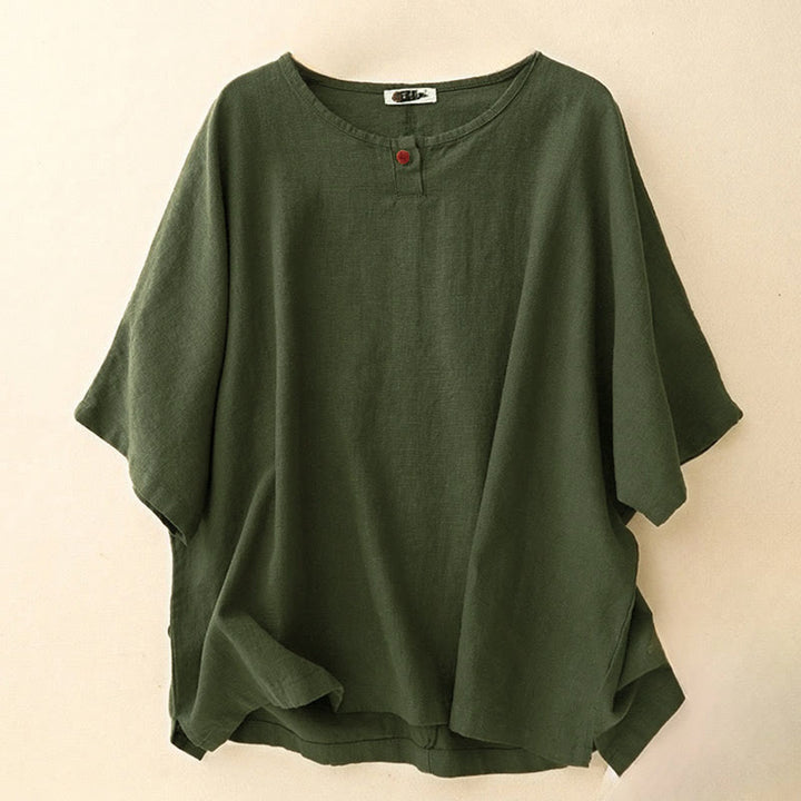 Buddha Stonesカジュアル 無地 レディース クルーネック ゆったり半袖Tシャツ - ダークオリーブグリーン - US12、 UK/AU16、 EU44 (2XL) - image 10