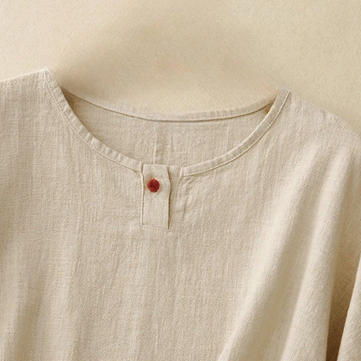 Buddha Stonesカジュアル 無地 レディース クルーネック ゆったり半袖Tシャツ - image 2