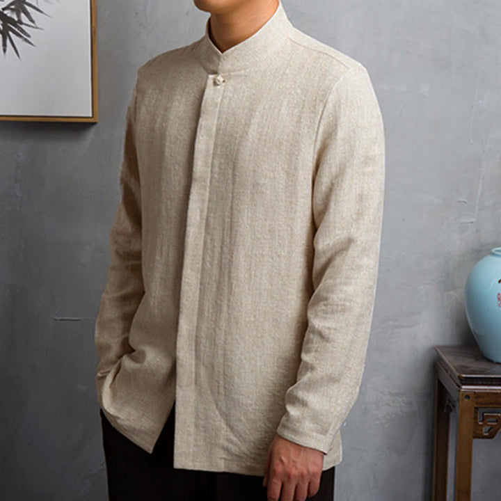 Buddha Stones無地中国唐装ジャケットメンズ服 - image 1