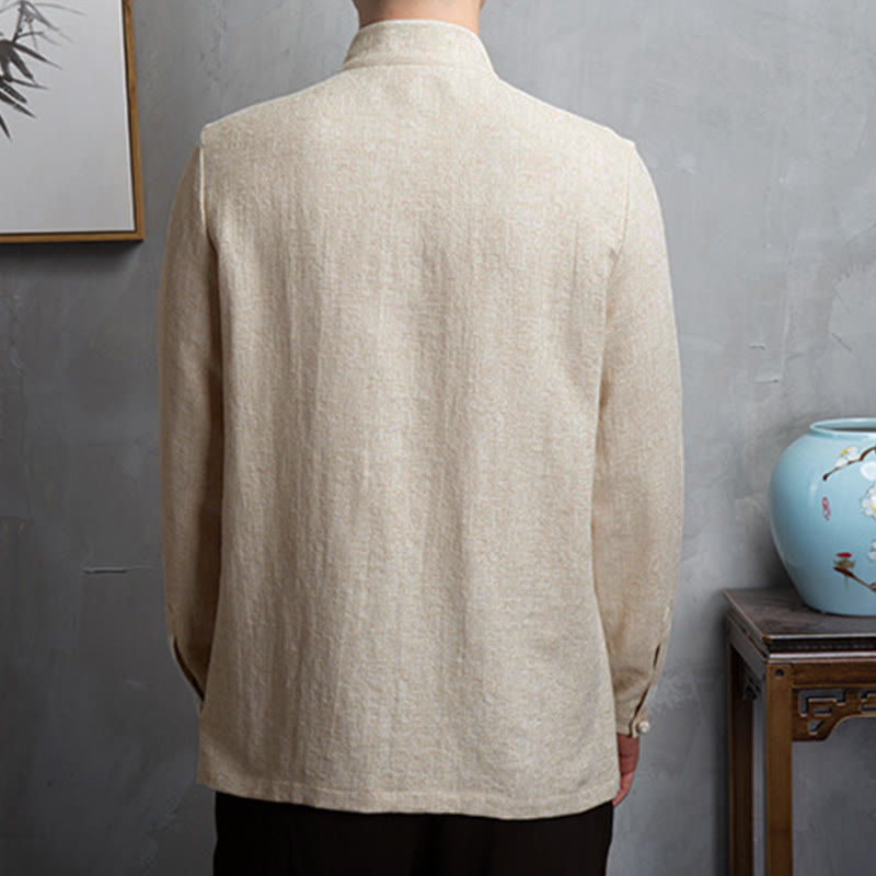 Buddha Stones無地中国唐装ジャケットメンズ服 - image 2