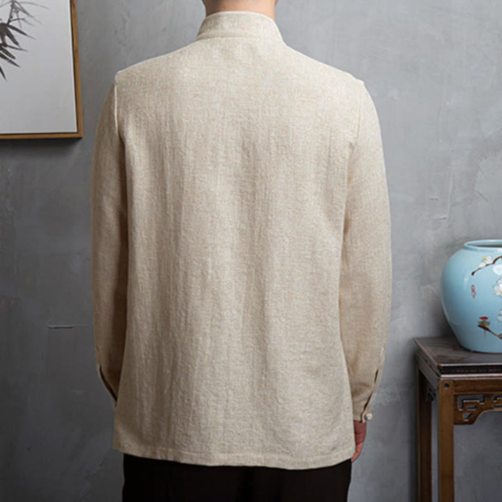 Buddha Stones無地中国唐装ジャケットメンズ服 - image 2
