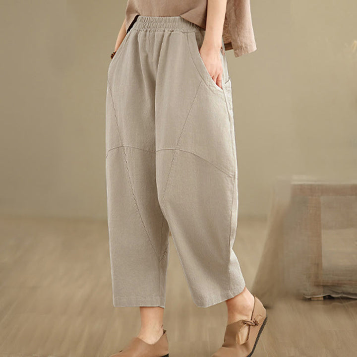 Buddha Stonesスプリング 7-8丈 無地 レディース ハーレムパンツ ポケット付き - image 5