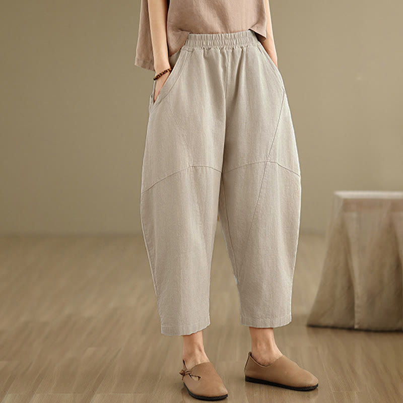 Buddha Stonesスプリング 7-8丈 無地 レディース ハーレムパンツ ポケット付き - image 6