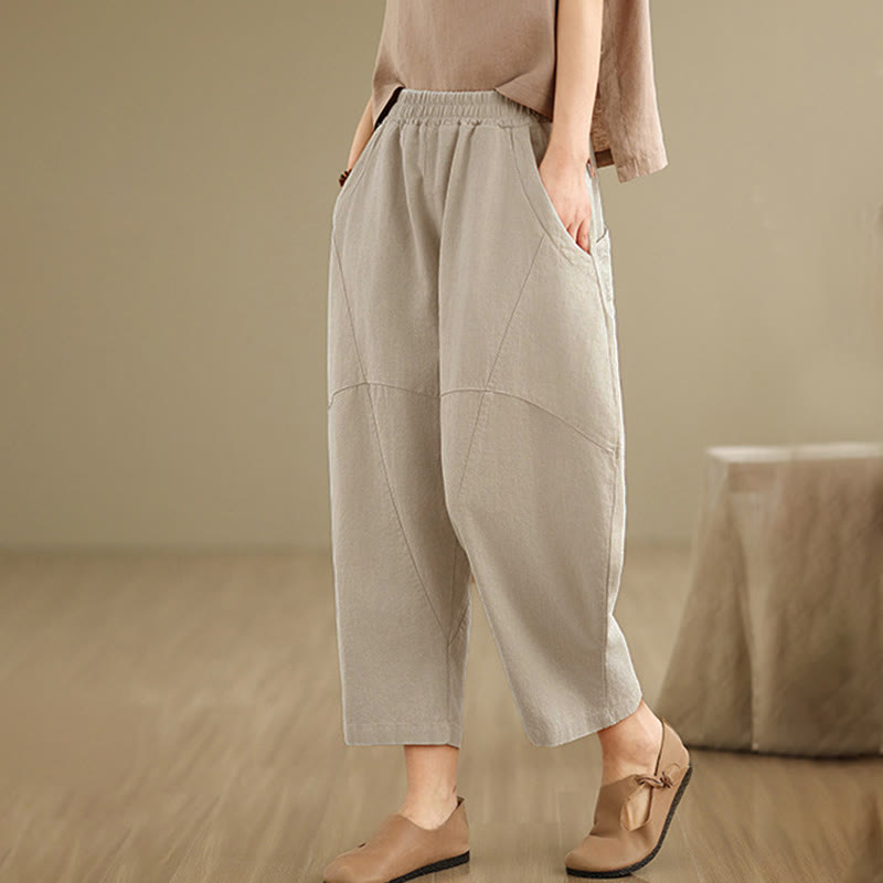 Buddha Stonesスプリング 7-8丈 無地 レディース ハーレムパンツ ポケット付き - image 3
