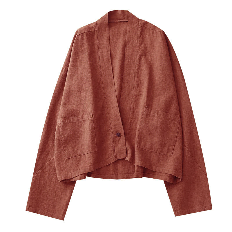 Buddha Stonesカジュアル ヴィンテージ 無地 長袖 オープンフロント ジャケット ポケット付き - image 12