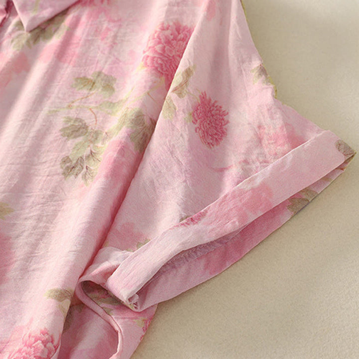 Buddha Stones 夏物 ボヘミアン風 ボタンアップ 花柄 レディース 半袖シャツ - image 14