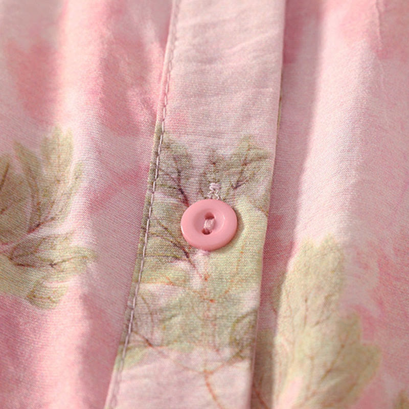 Buddha Stones 夏物 ボヘミアン風 ボタンアップ 花柄 レディース 半袖シャツ - image 15