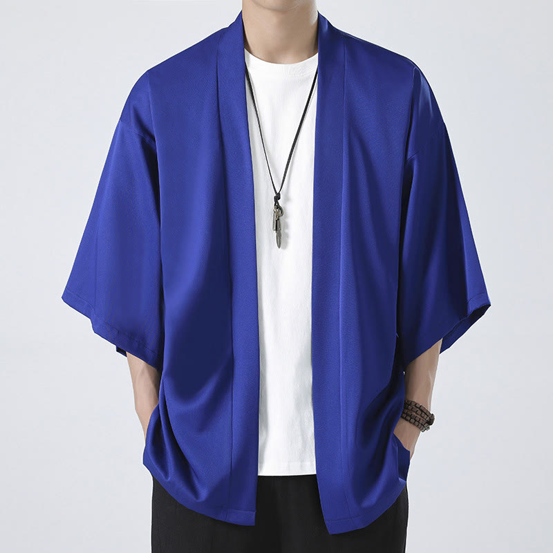 Buddha Stones無地オープンフロントジャケット メンズ着物 - ブルー（ジャケットのみ） - US/UK/AU46、 EU56 (5XL) - image 20